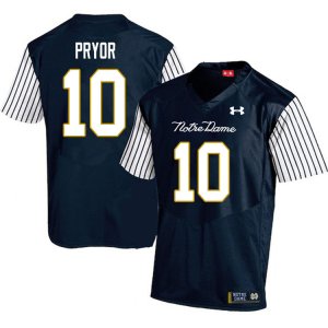 Notre Dame Fighting Irish Men's Isaiah Pryor #10 Navy Under Armour Alternate Authentic Stitched College NCAA Football Jersey JVN5299SQ